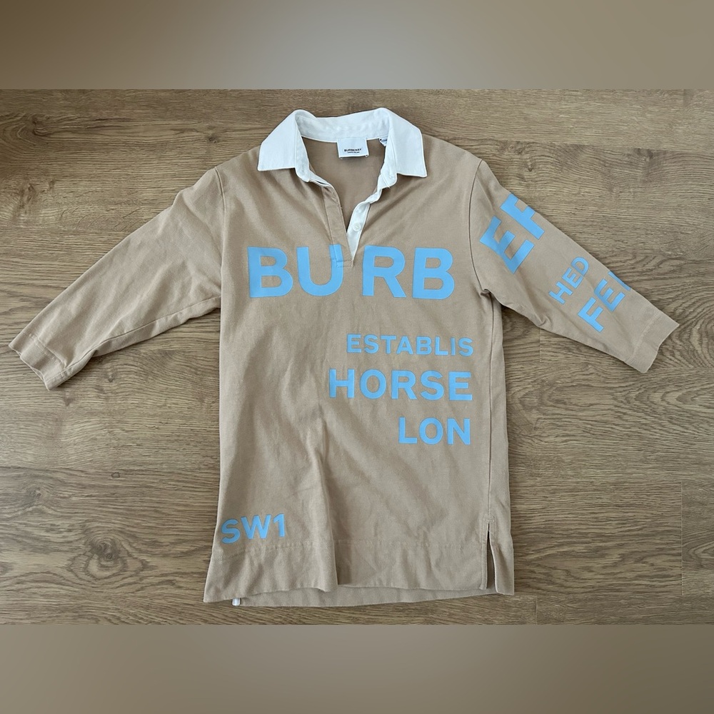 Authentic Burberry Girls' Jessy Horseferry Print Cotton Dress Long Tee T-shirt